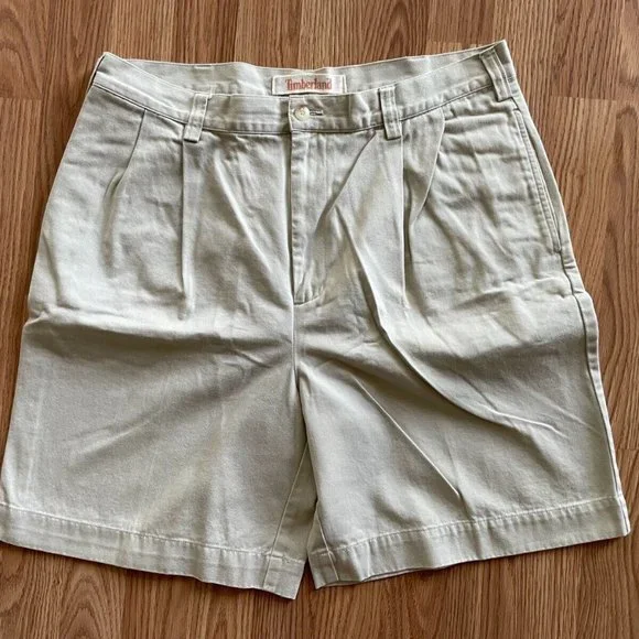 Timberland Men Shorts STRATHAM TWILL Khaki Beige Cotton Shorts Size 36 - Picture 2 of 9